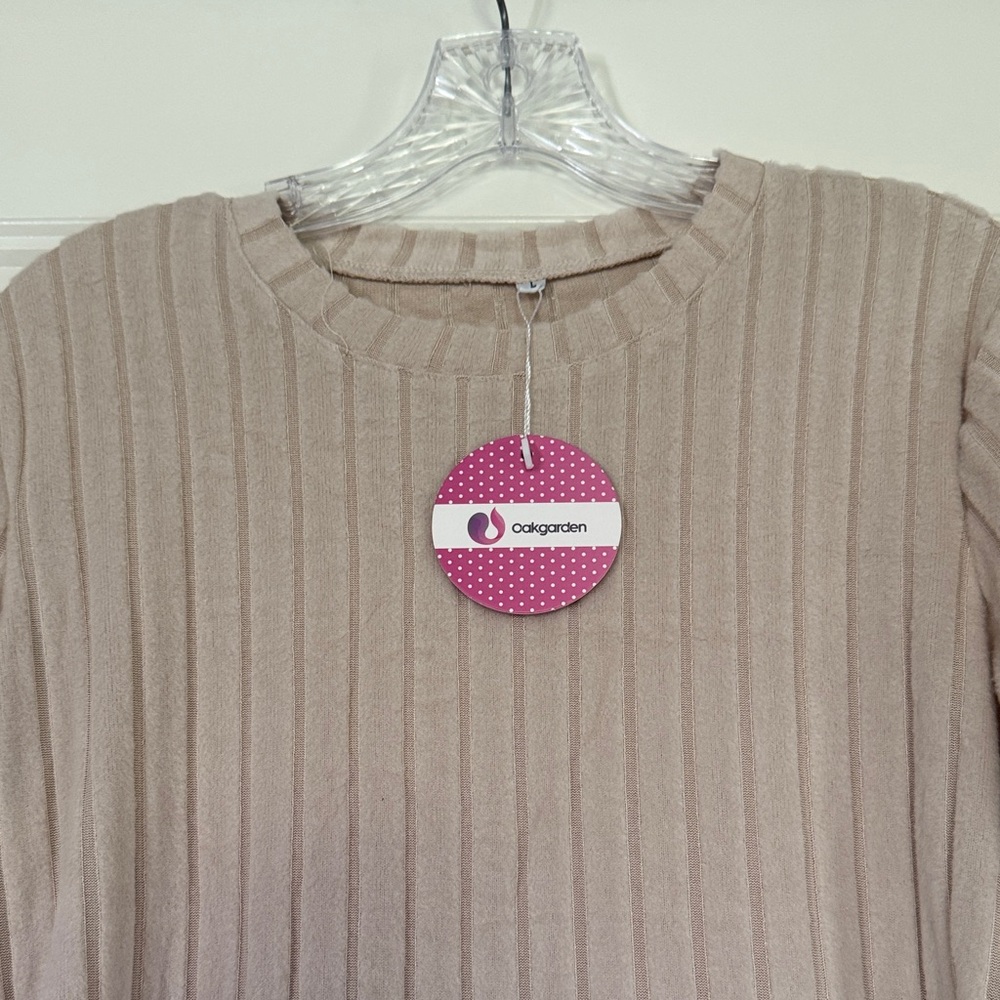 Elegant Beige Crew Neck Sweater for Women - Picture 3 of 7